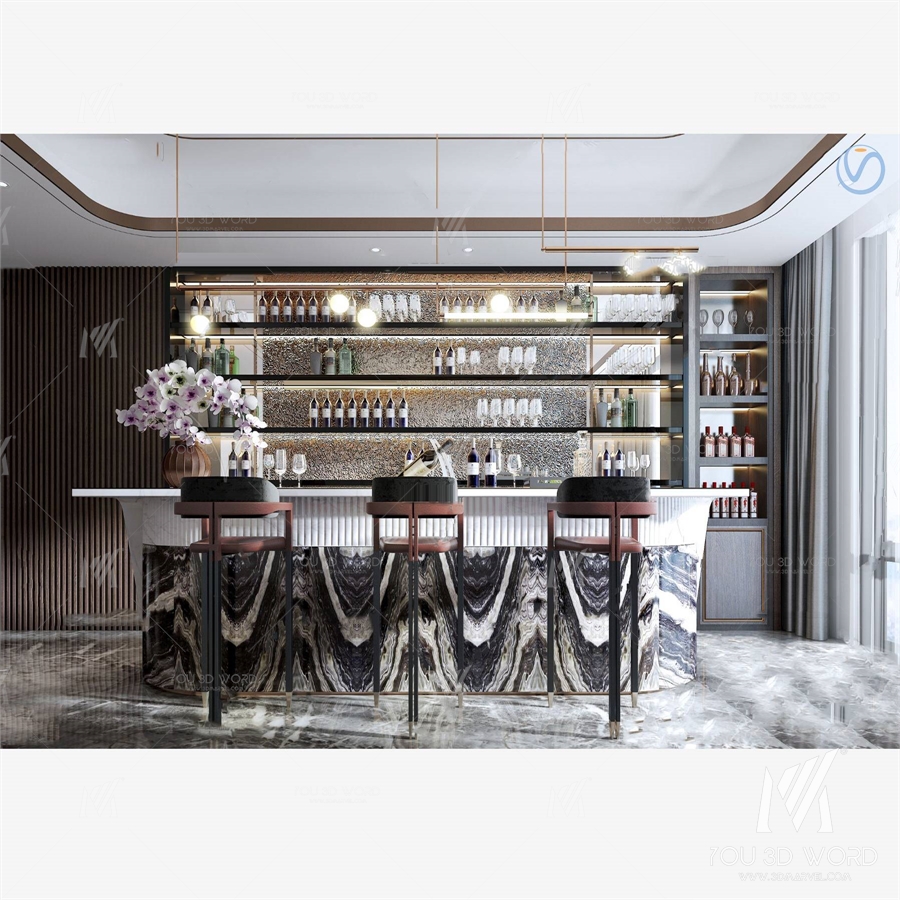 New Chinese style bar 3d model